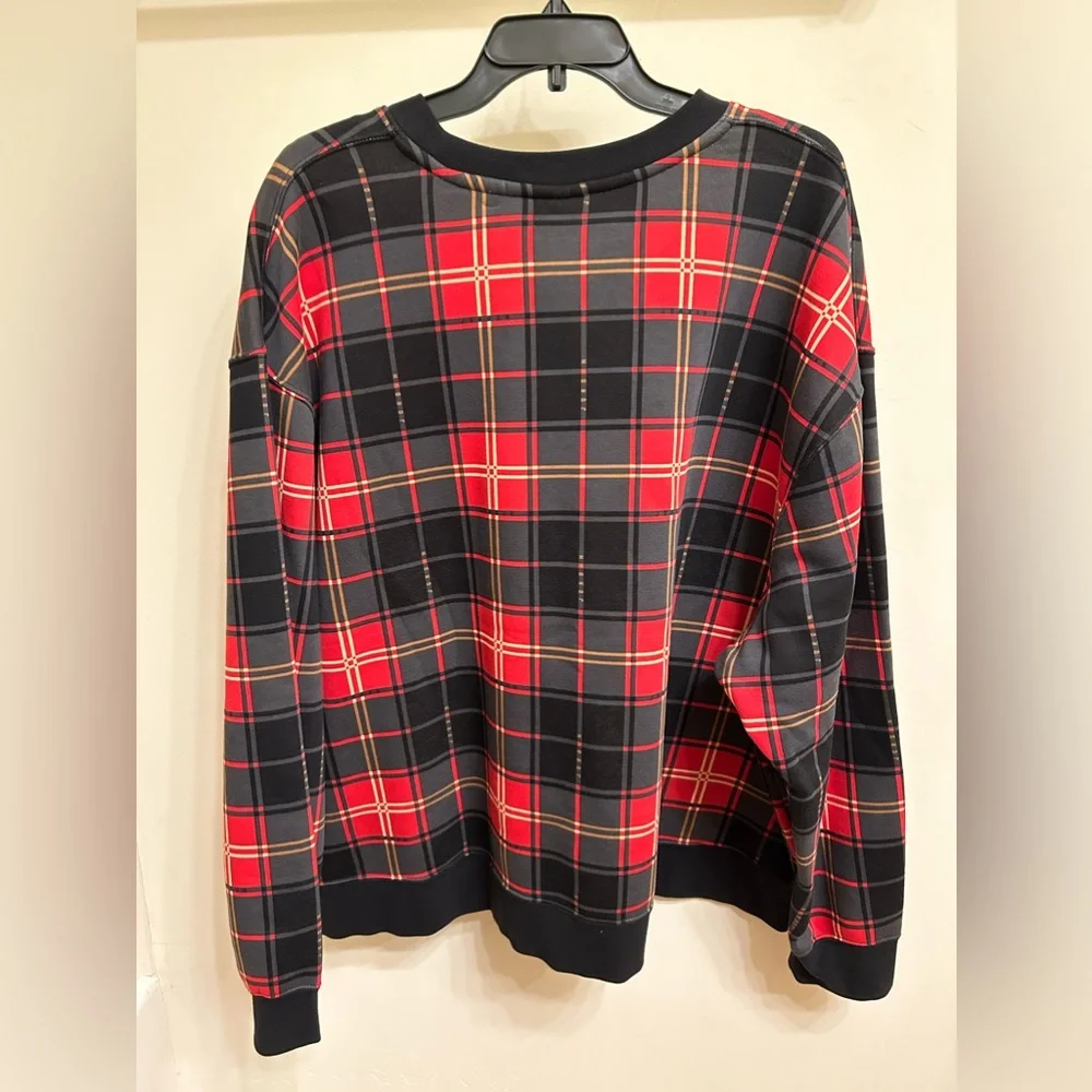 NWT Nike Jordan Brooklyn Plaid Fleece Loose Fit Crew Sweatshirt Women’s - Picture 4 of 7